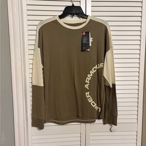 Under Armour Boys  Olive and Cream Long Sleeve Tee